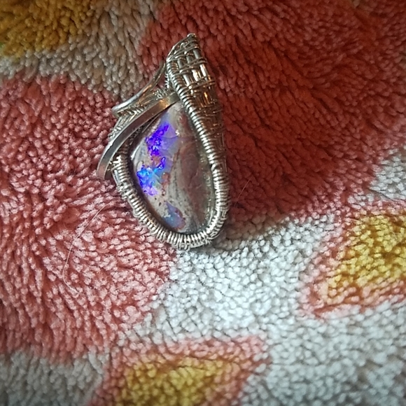 Silver Wrapped boulder opal pendant - Picture 2 of 8